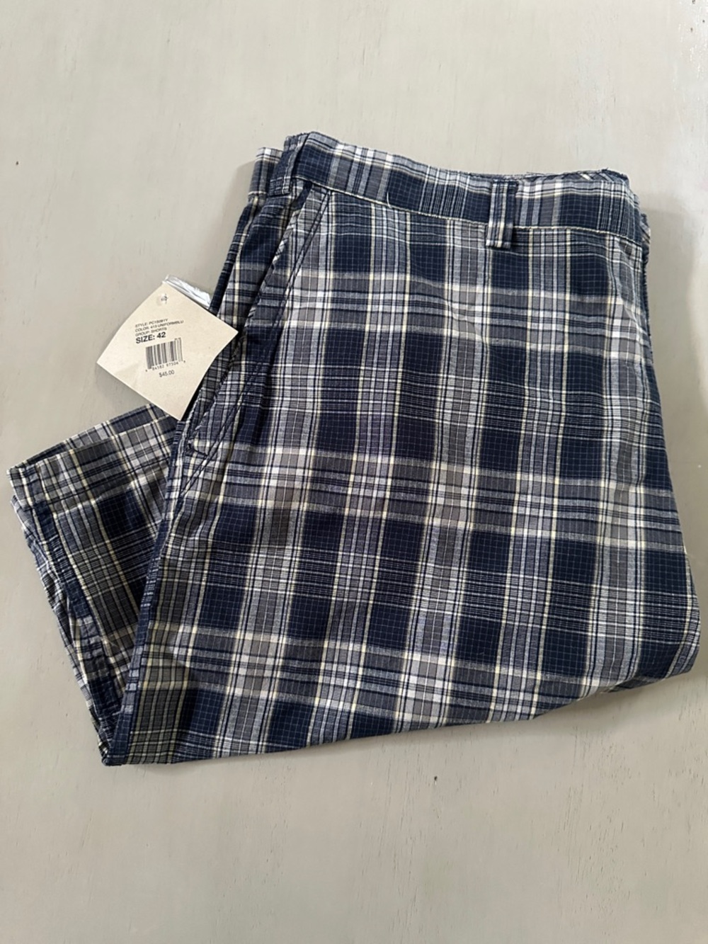 Paradise Collection Blue and White Plaid Men's Trouser Shorts